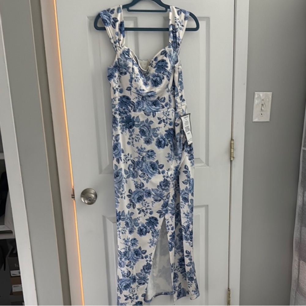 Speechless Blue and White Wrap Sundress Sweetheart Neckline